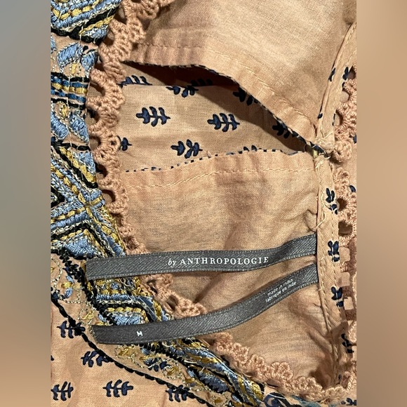 Anthropologie 100% Cotton Embroidered Tunic Mini Dress In Peach Size M - Picture 15 of 16